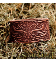 Leather Bracelet Cuff Wristband Dragon Serpent Snake Infinity Symbol Celtic Knotwork Talisman Amulet Carving Leather 
